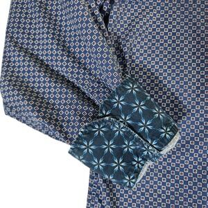 Robert Graham Geometric Shirt Men's XL Multicolor Flip Cuffs Button Up